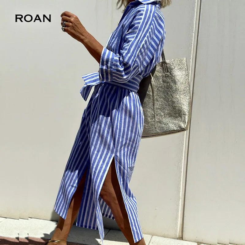 Indiana | Elegant Striped Shirt Dress