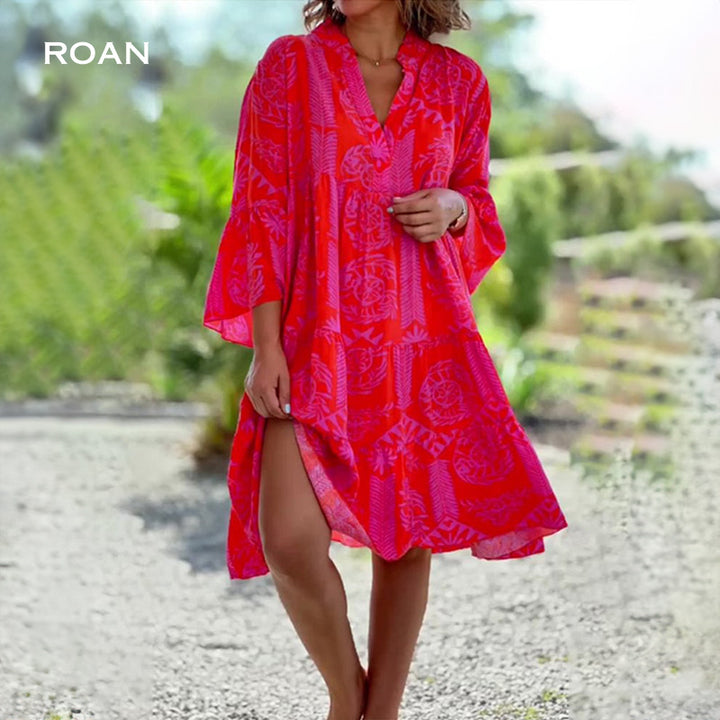 Meliora | Boho Print Dress with 3/4 Length Sleeves